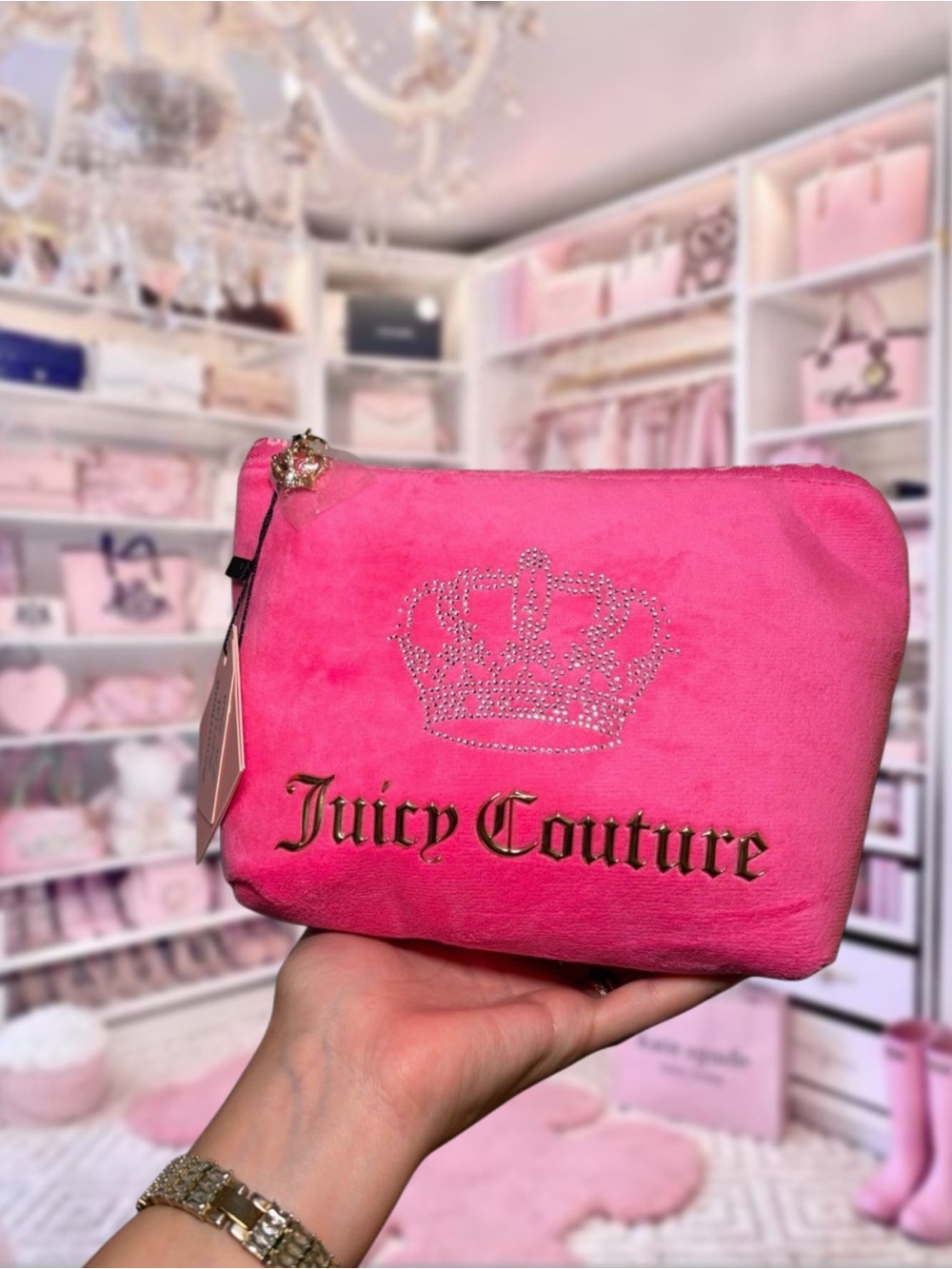 Juicy Couture Pink Velour Cosmetic Pouch
